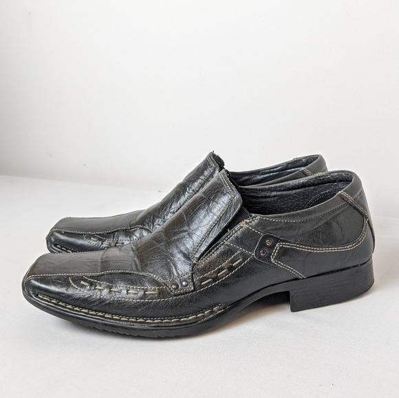 Buckle My Shoe Black Leather Slip On School Shoes Various Sizes NWOB